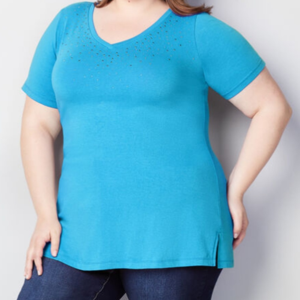Short Sleeve Top with crystal accents